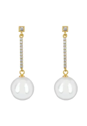 Copenhagen Pearl Drop Earrings Gold