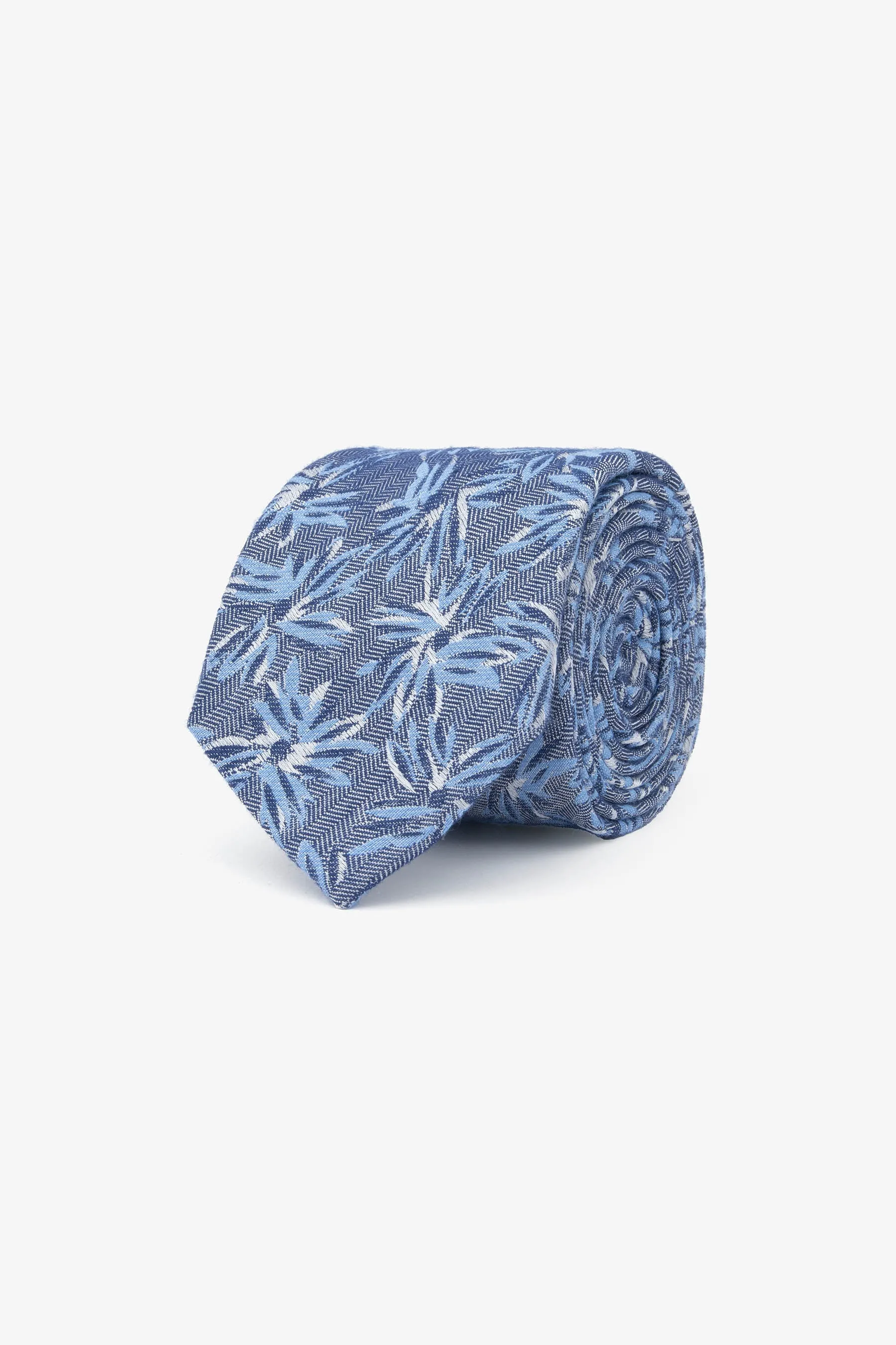 Cravatta fantasia floreale denim