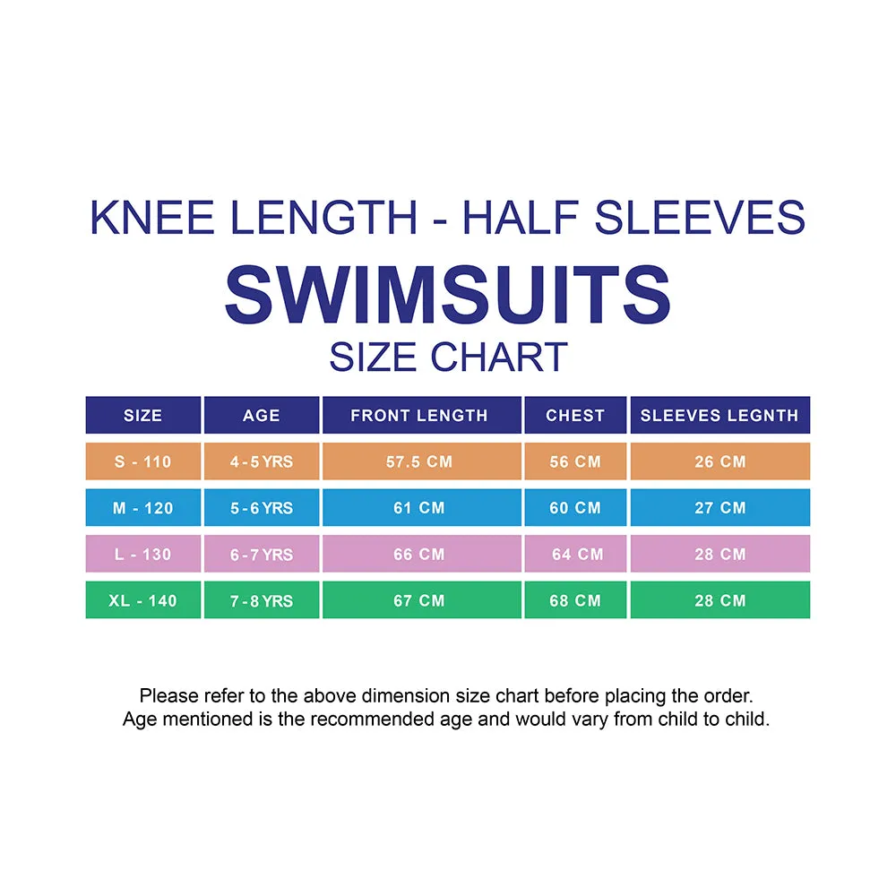 Dark Blue Geometric Alligator Kids Swimwear with matching Swim Cap with UPF 50 