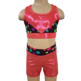 Ditto Dancewear Gymnastics Set w/Scrunchie - Spots