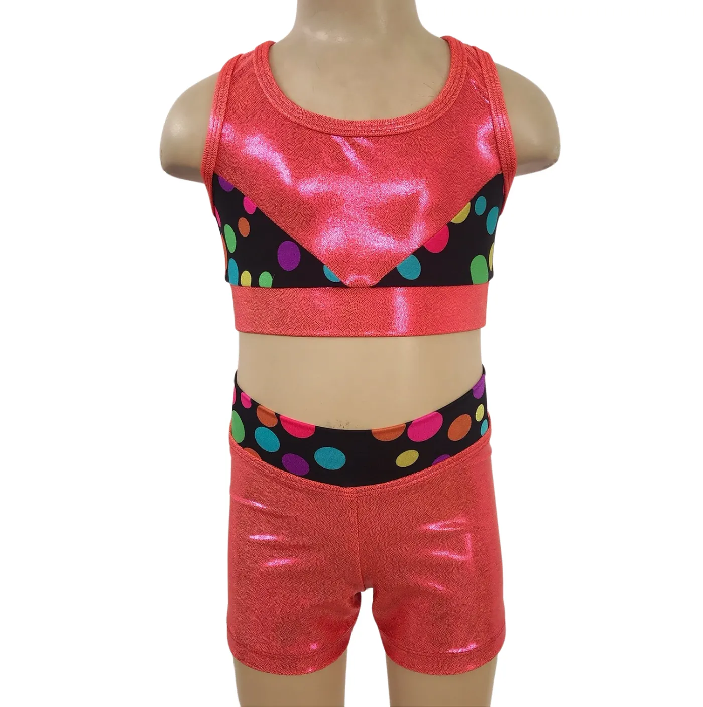 Ditto Dancewear Gymnastics Set w/Scrunchie - Spots