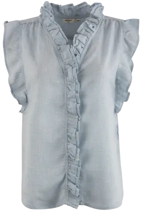 Dylan Chambray Ruffle Denim Shirt