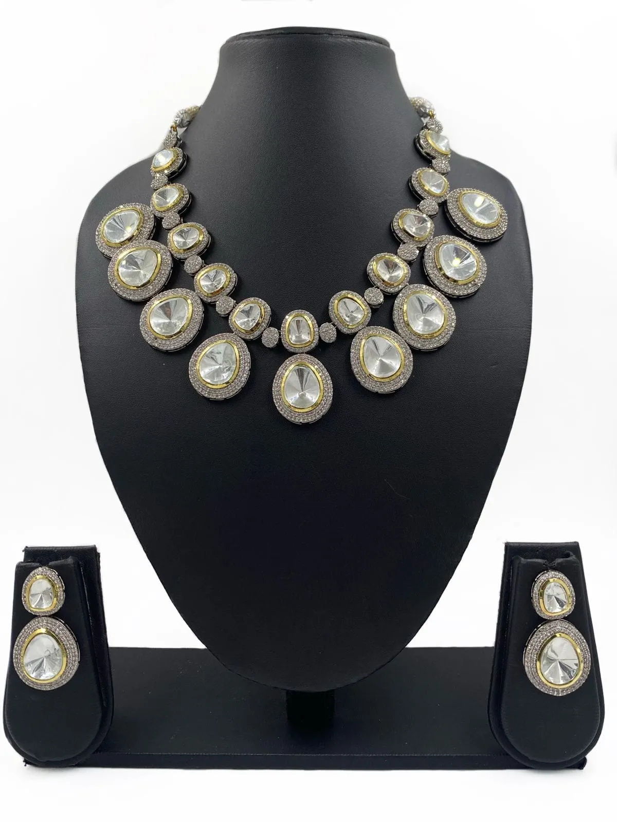 Exclusive Silver Plated Uncut Kundan Polki Necklace Set For Weddings By Gehna Shop