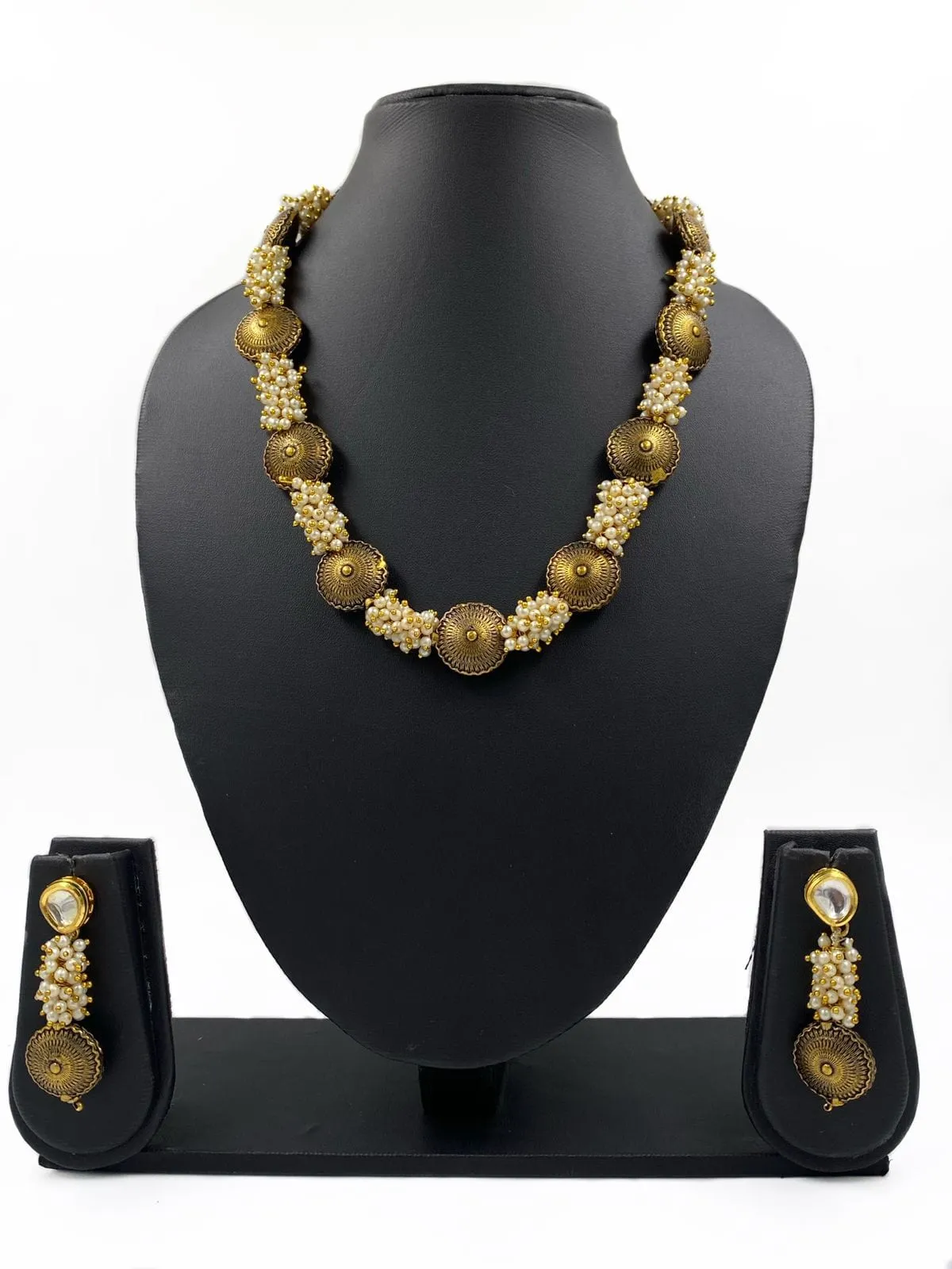 Fancy Handcrafted Antique Ganthan Pearl Beads Necklace By Gehna Shop