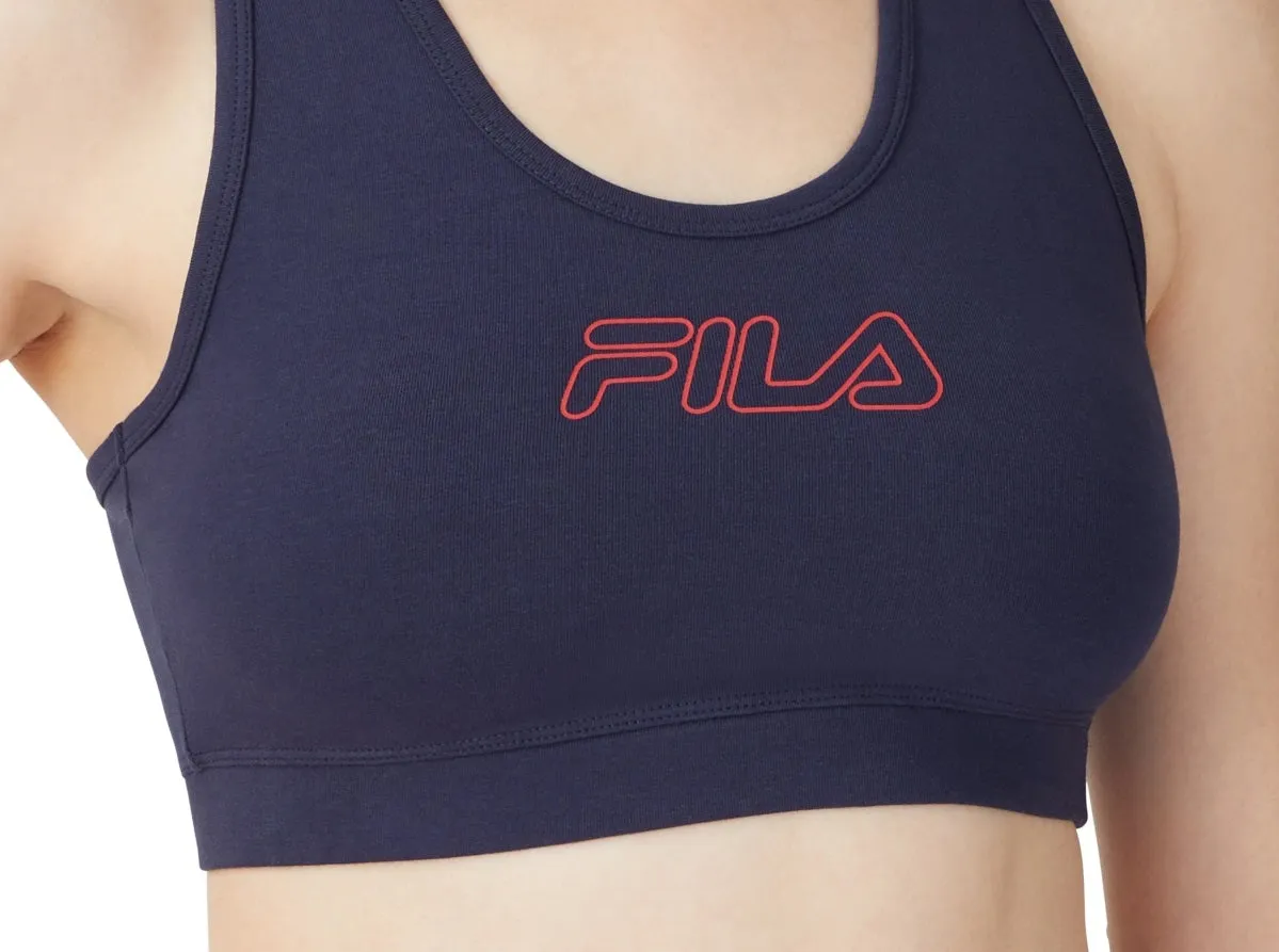 Fila Women's Bloom Logo Pullover Jersey Sports Bra Blue Size 1X