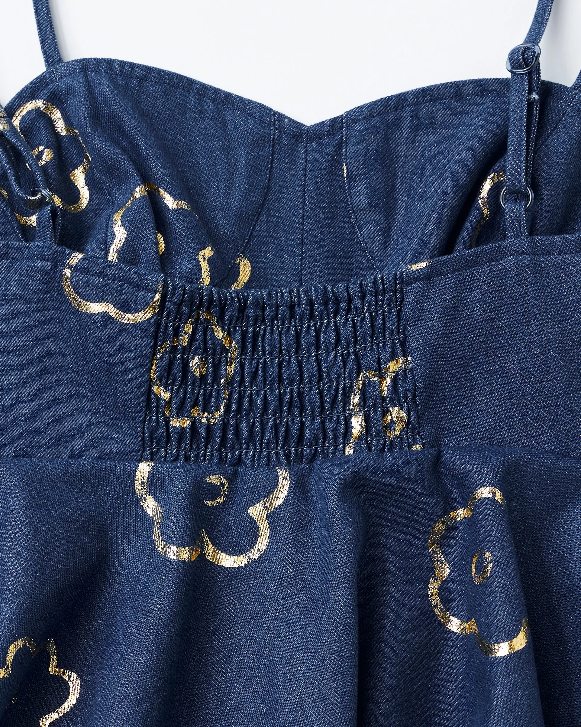 Gold flower denim tunic