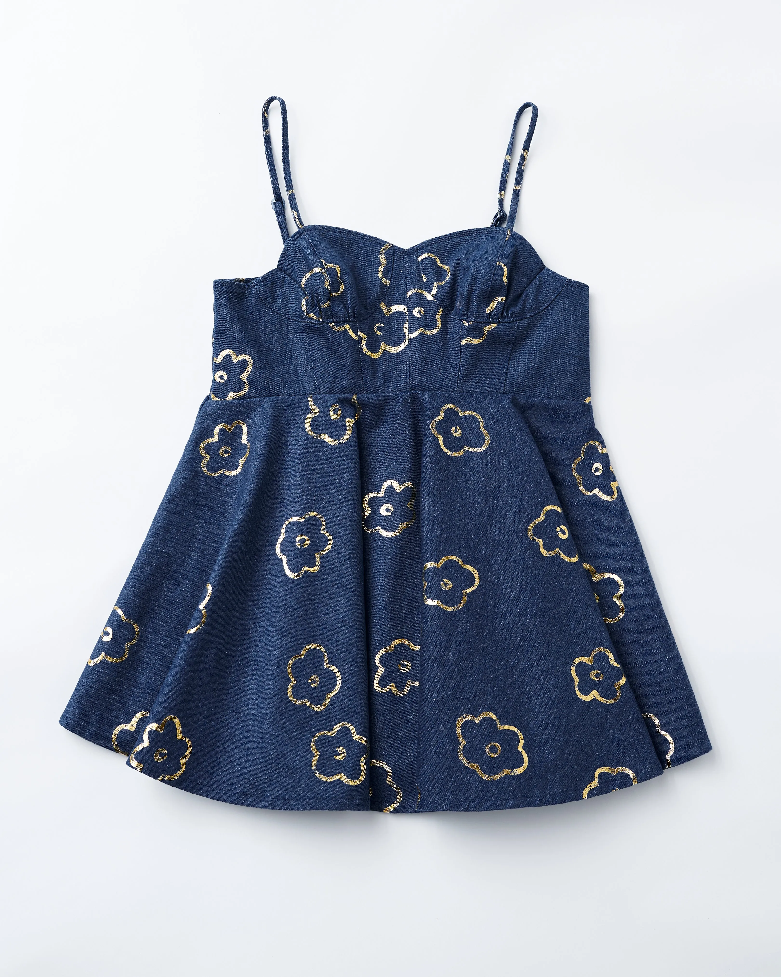 Gold flower denim tunic