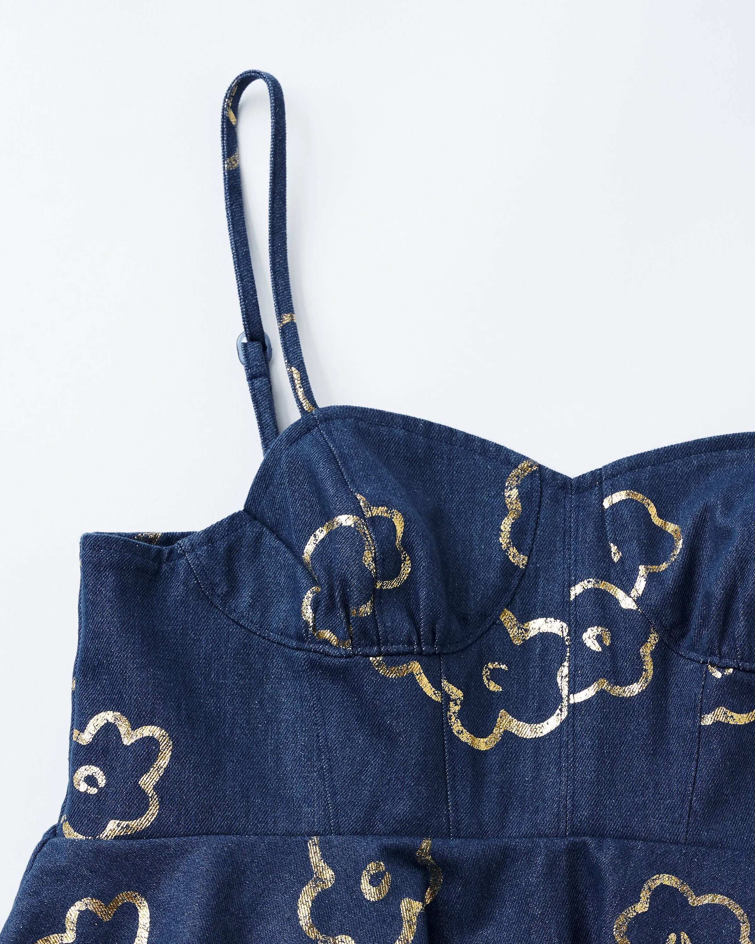 Gold flower denim tunic