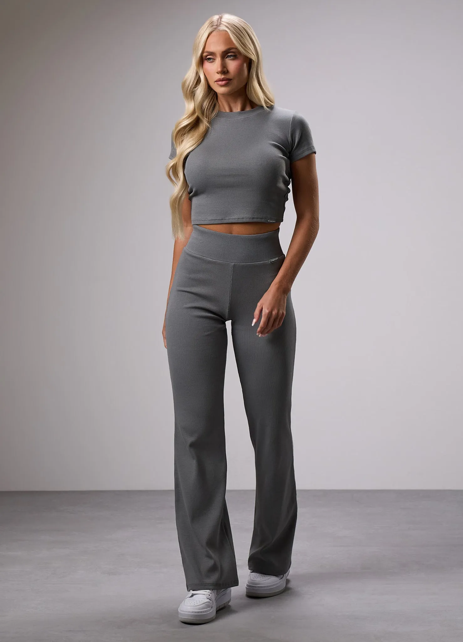 Gym King 365 Rib Flared Legging - Dark Sage