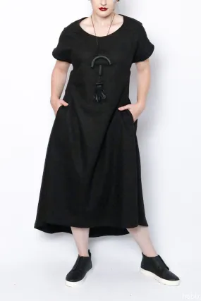Isis Chevron with Pockets Dress in Black