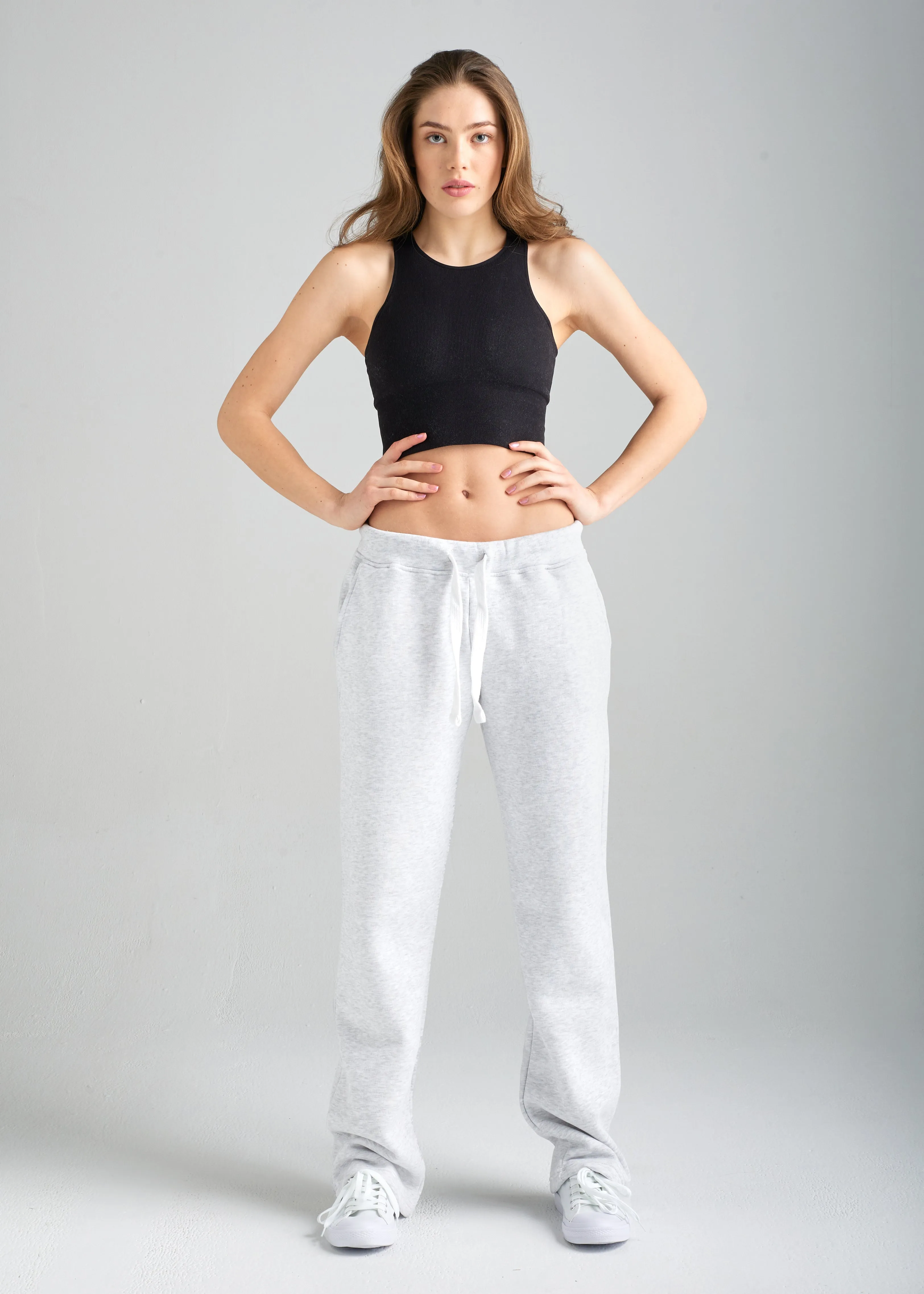 Light Grey Straight Leg Joggers for Girls