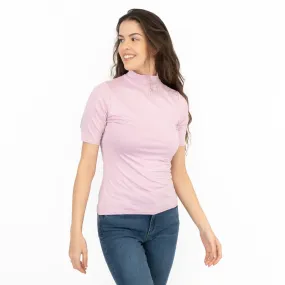 Karen Millen Lilac Short Sleeve Jersey Funnel Neck Top
