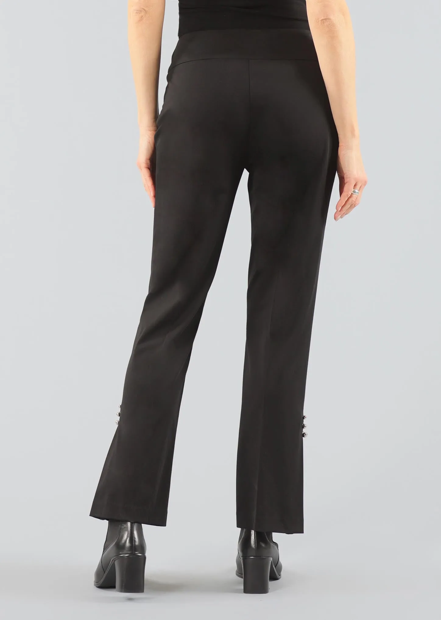 Kathryne Fabric 30" Straight Pant W/ Side Leg Buttons