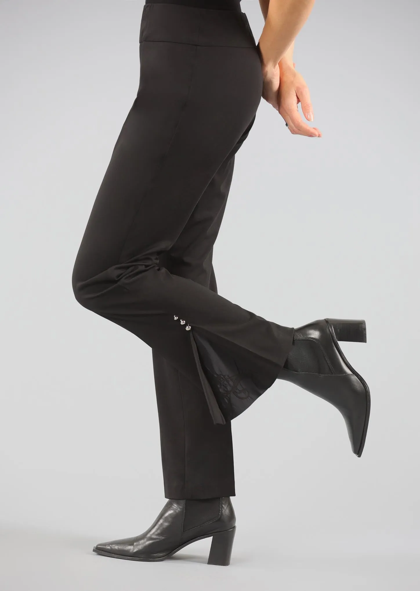 Kathryne Fabric 30" Straight Pant W/ Side Leg Buttons