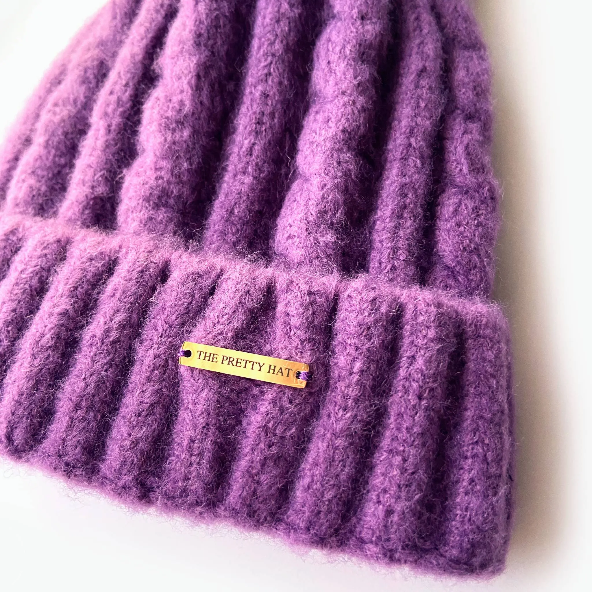 Laura Satin Lined Beanie With Detachable Pom - Amethyst Purple