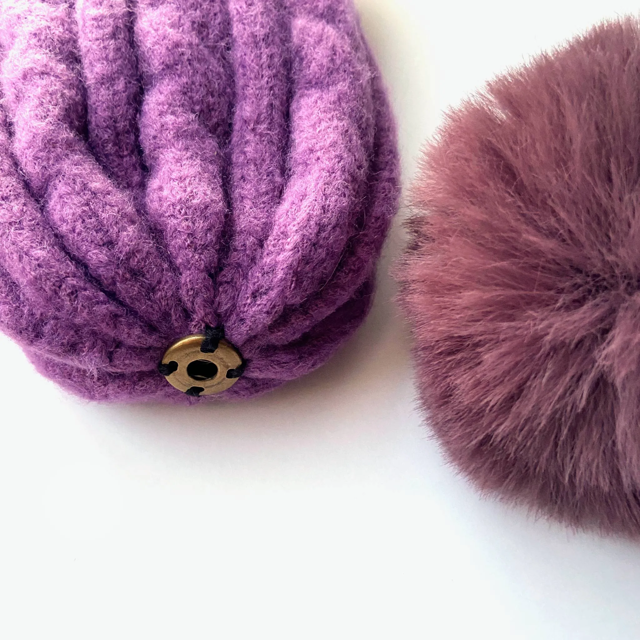 Laura Satin Lined Beanie With Detachable Pom - Amethyst Purple