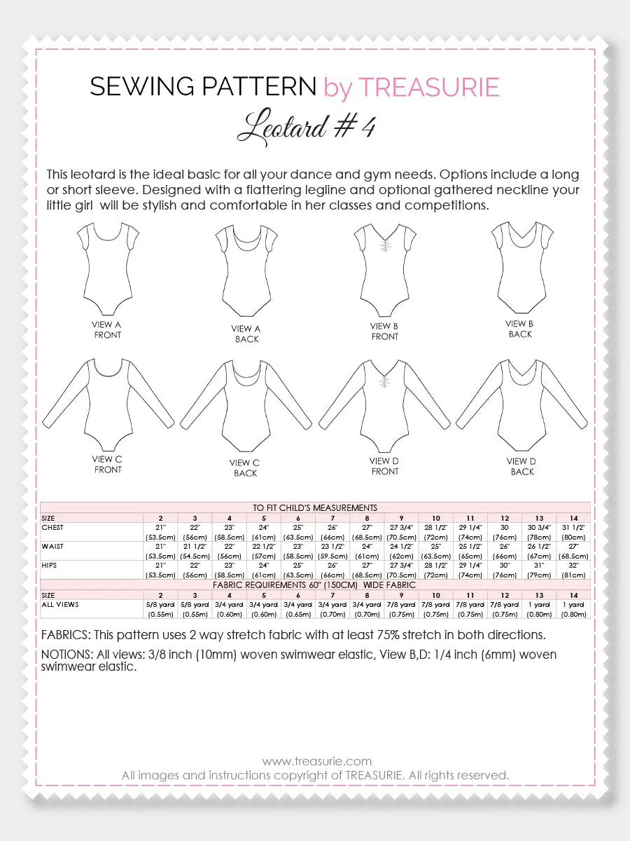 Leotard Patterns - Girls LEOTARD #4 (L504-L)