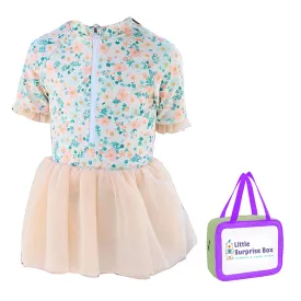 Little Surprise Box Peach & Green Small Floral Tutu Style Swimwear for Toddlers & Kids