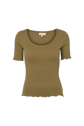 Ludmilla Scallop Tee SS - Martini Olive