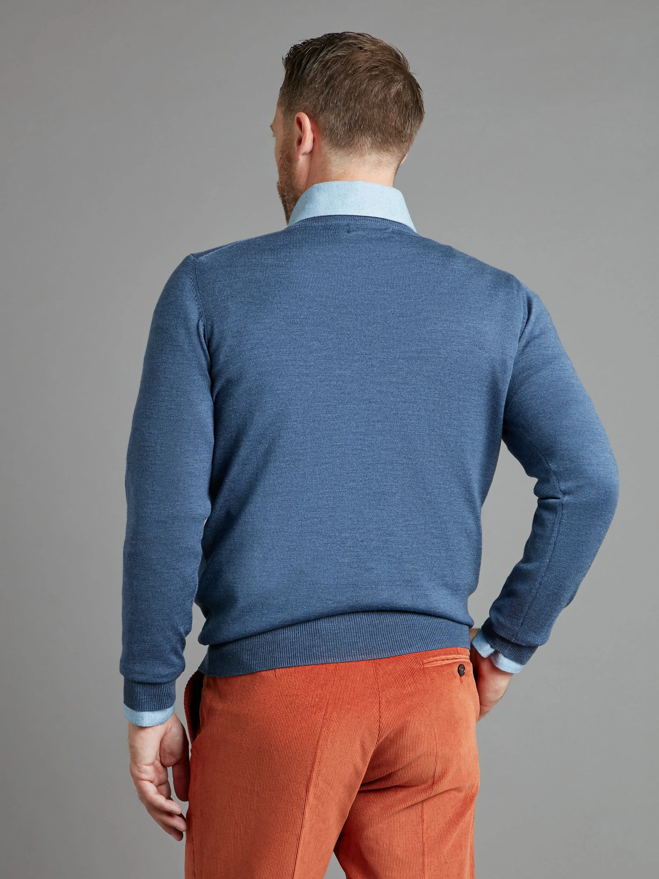 Merino Crew Neck Jumper - Denim
