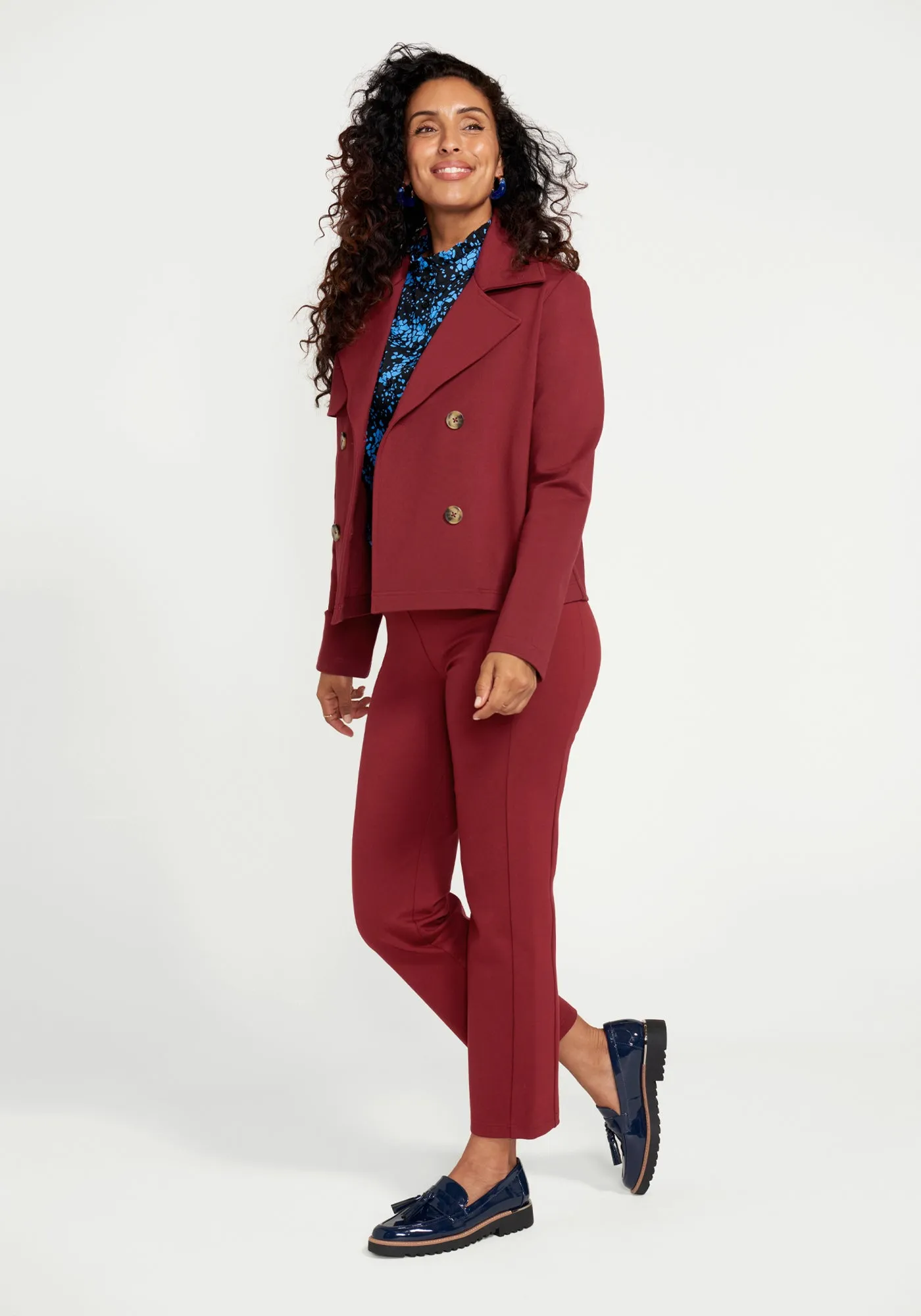 Monroe Crop Trouser | Straight (Oxblood)