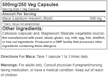 NOW Maca 500mg 250 VCaps EXP July 2027