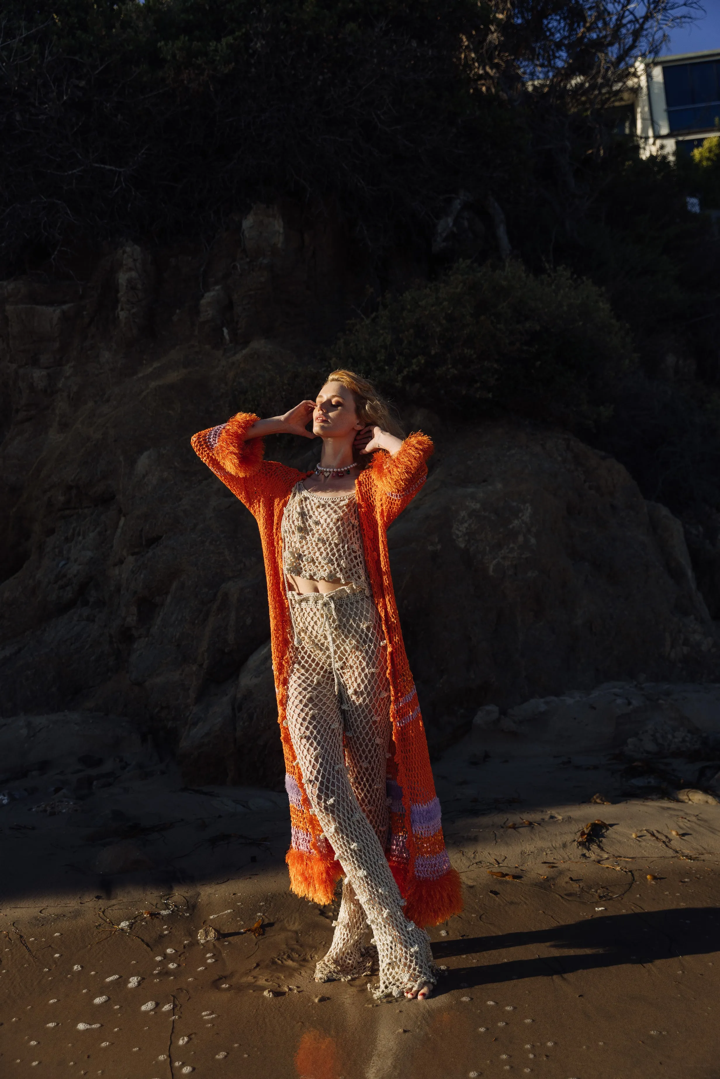 Orange Handmade Crochet Cardigan-Dress