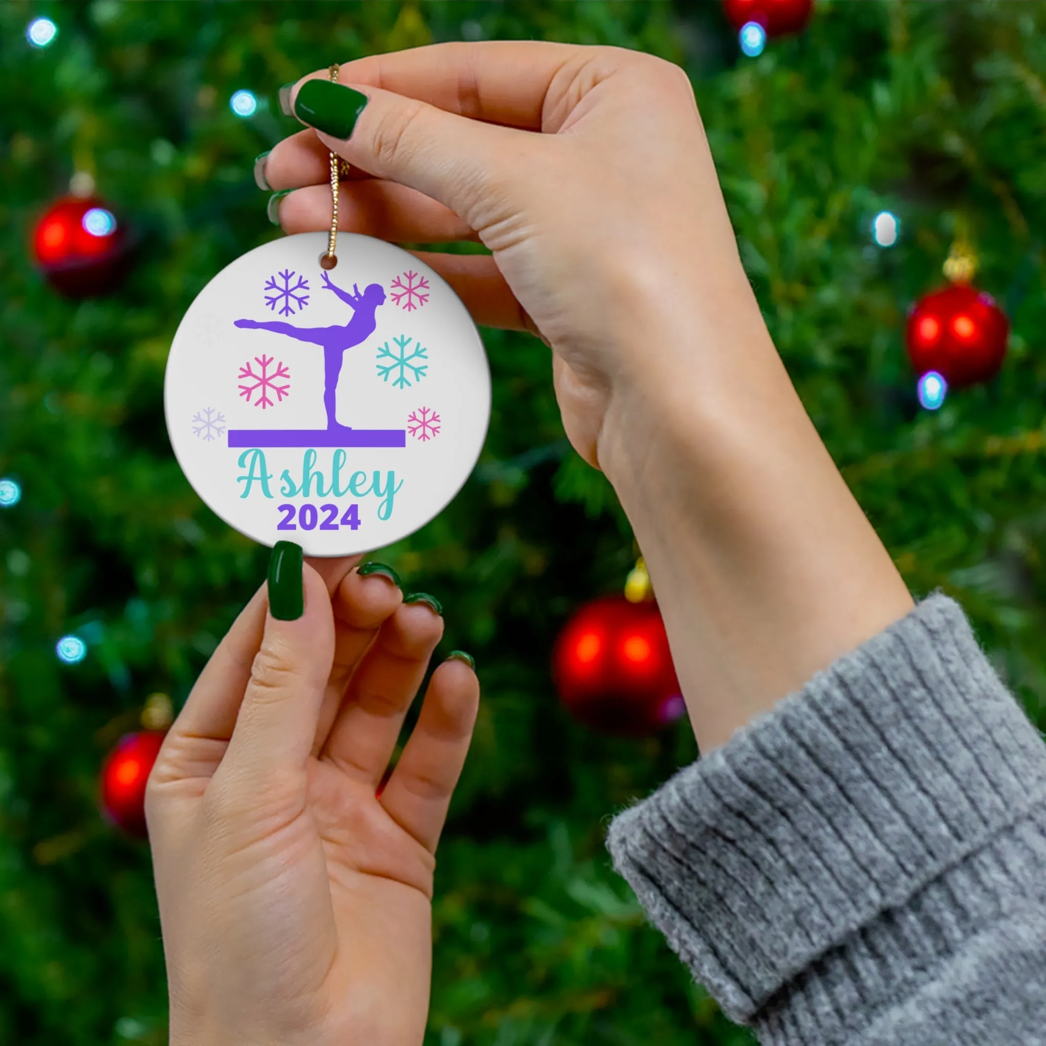 Personalized Gymnastics Christmas Ornament for Girls