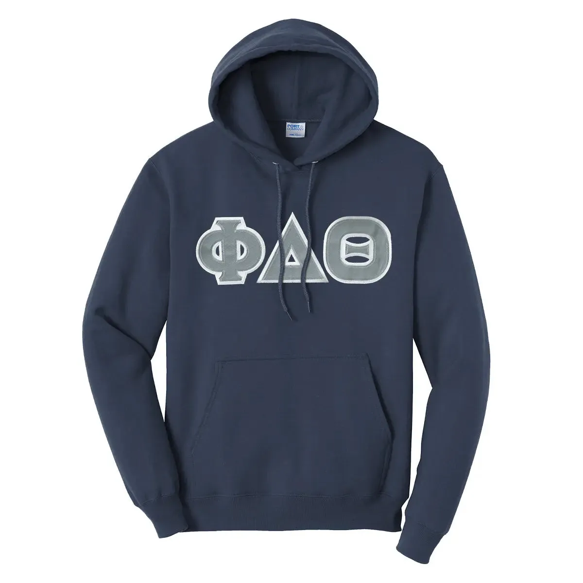 Phi Delt Navy Hoodie with Sewn On Letters