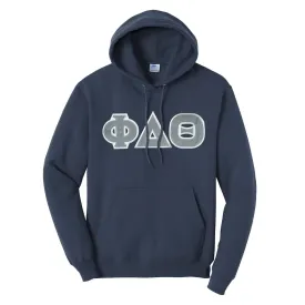 Phi Delt Navy Hoodie with Sewn On Letters