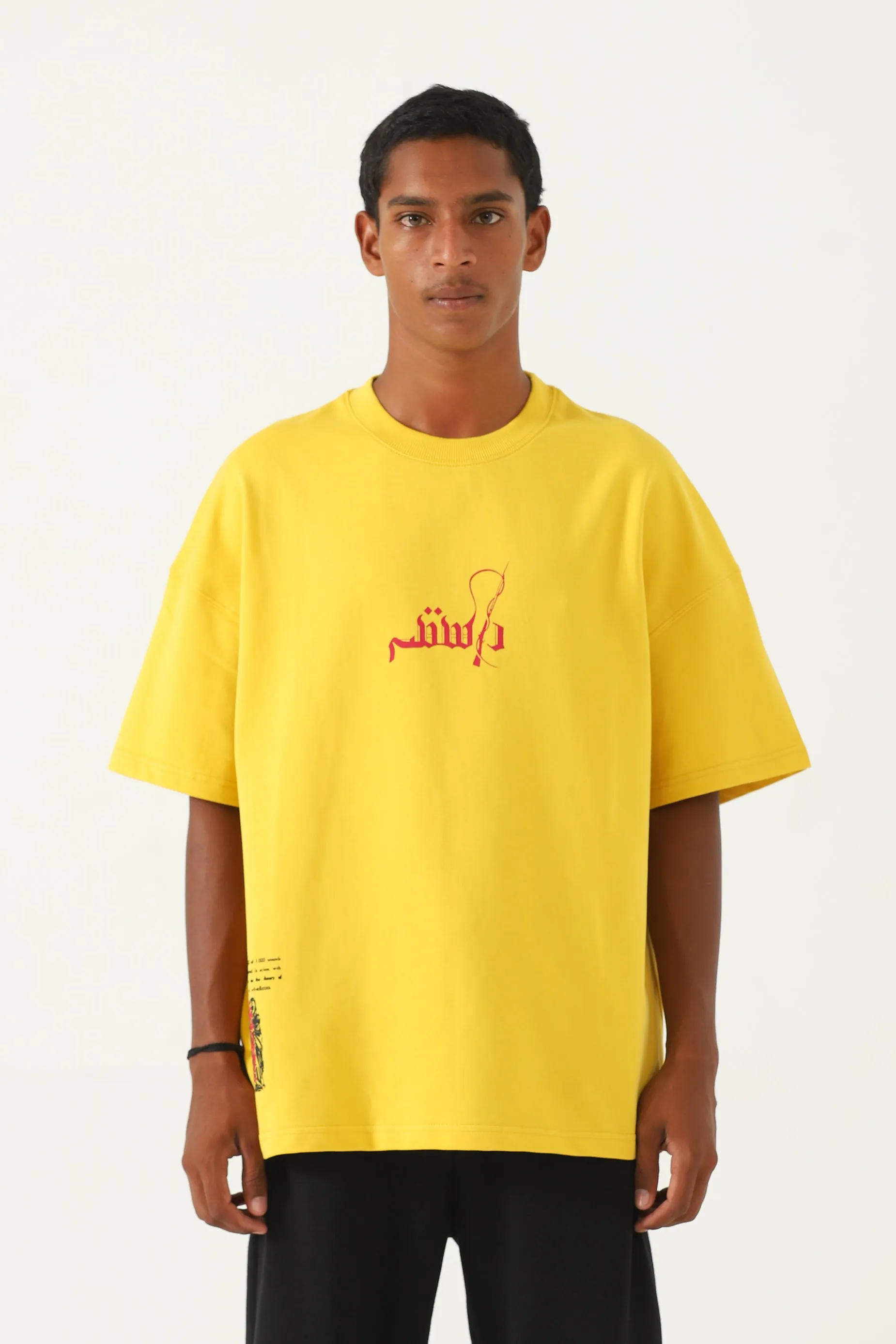 "AZAADI" PRINTED MUSTARD T SHIRT