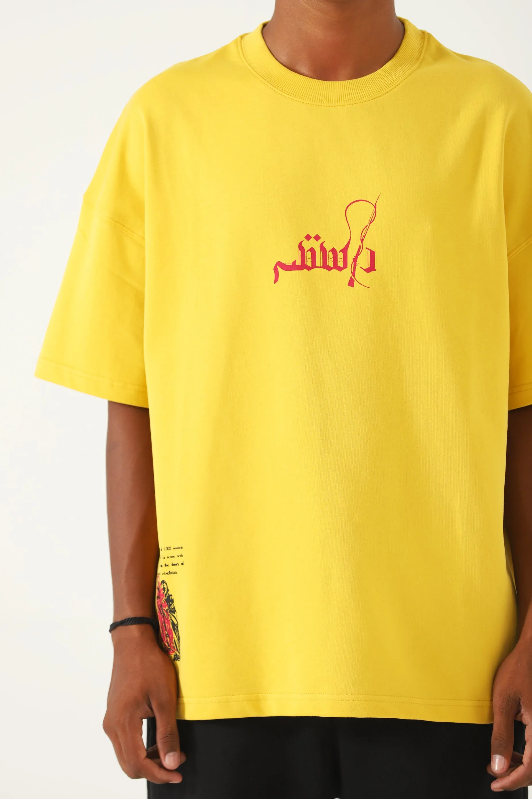 "AZAADI" PRINTED MUSTARD T SHIRT