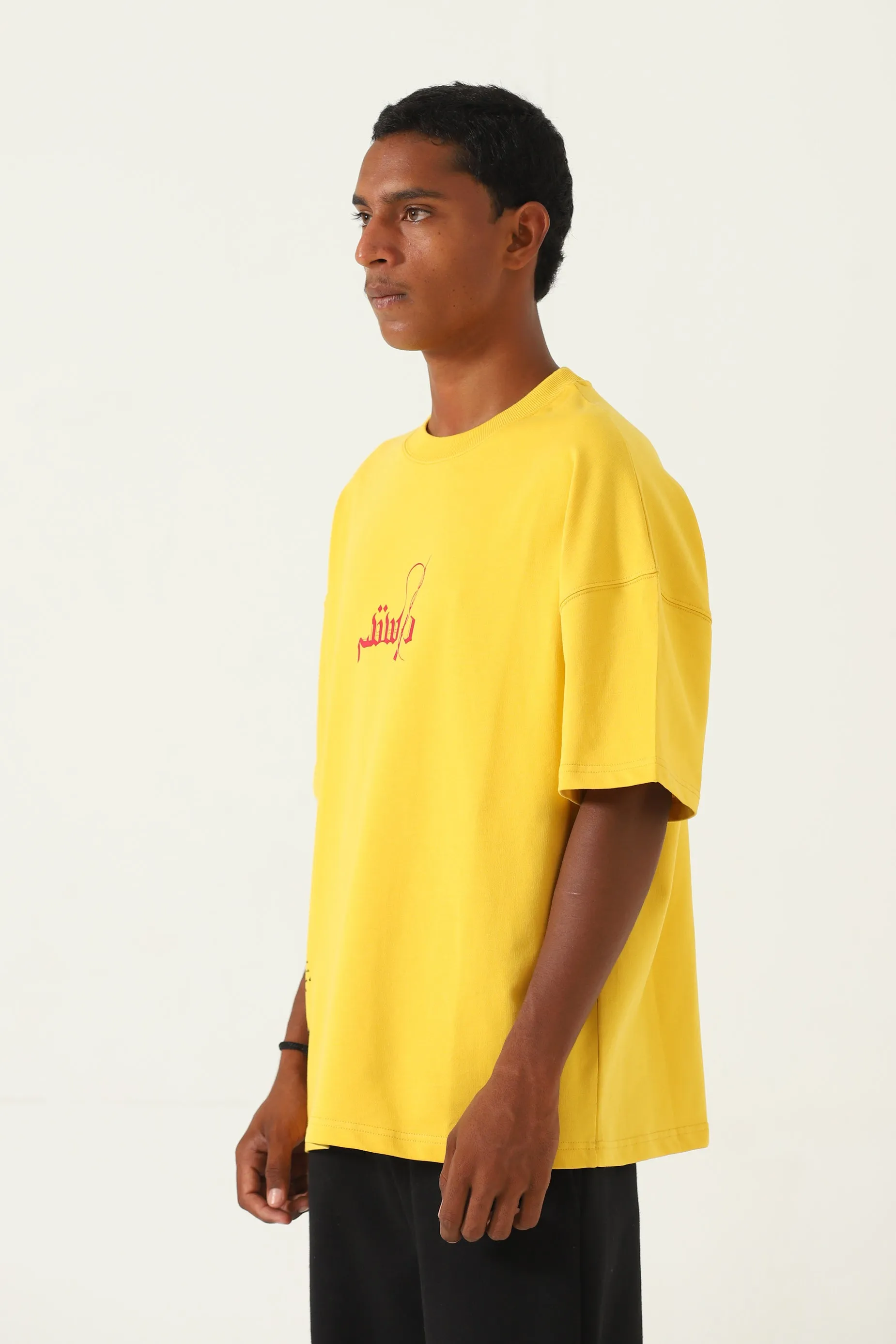 "AZAADI" PRINTED MUSTARD T SHIRT