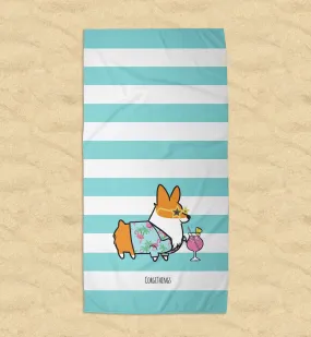 "Miami Vibes" Corgi Beach Towel