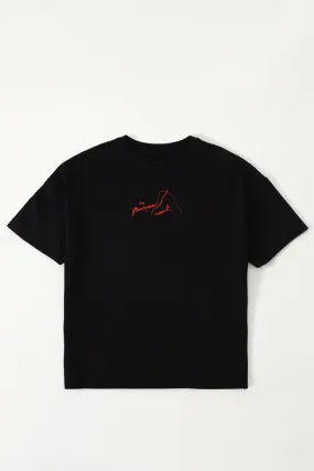 "PEOPLE TALK" PRINTED BLACK T SHIRT