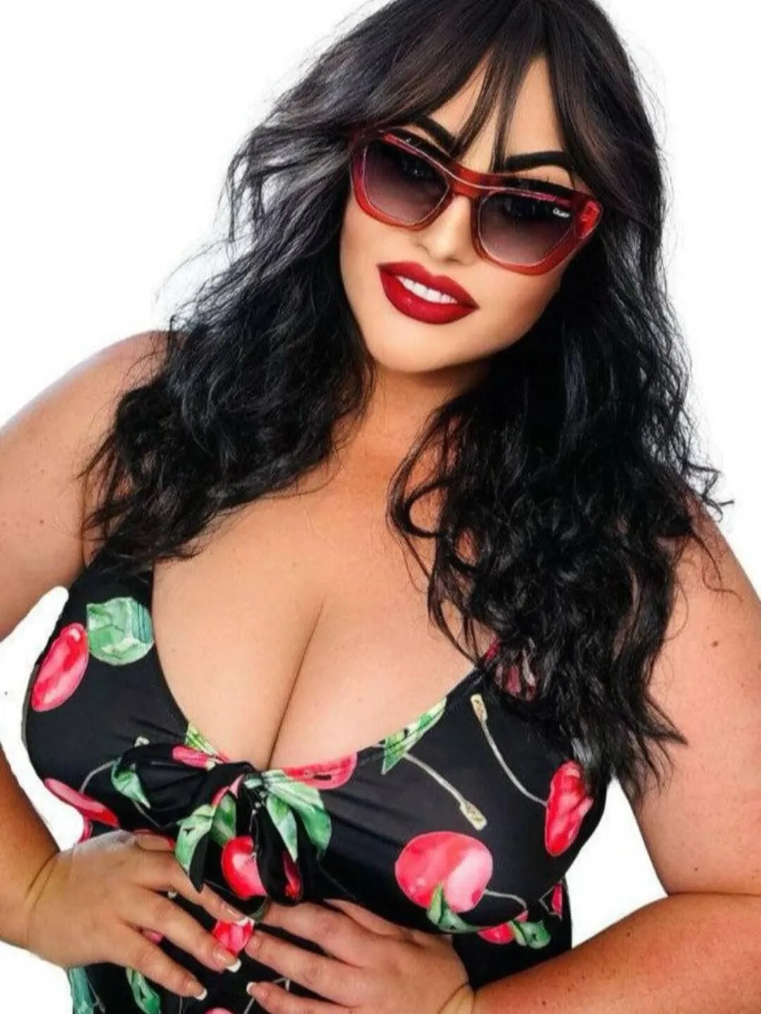 Retro Cherries Tie Front Two Piece Tankini