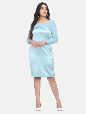Stretch Satin Party Dress - Sea Green