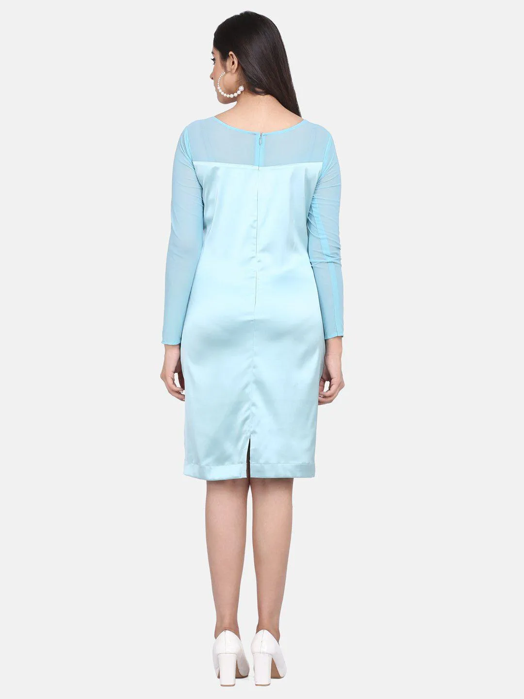 Stretch Satin Party Dress - Sea Green