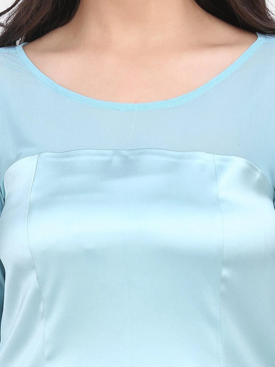 Stretch Satin Party Dress - Sea Green