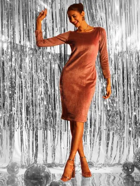 Stretch Velvet Dress- Dusty Pink