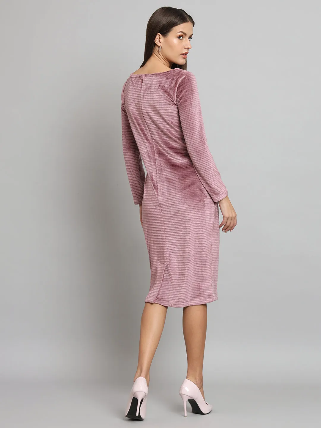 Stretch Velvet Dress- Dusty Pink