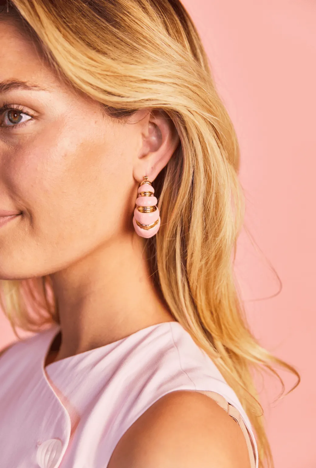 Striped Hoops - Gold and Blush