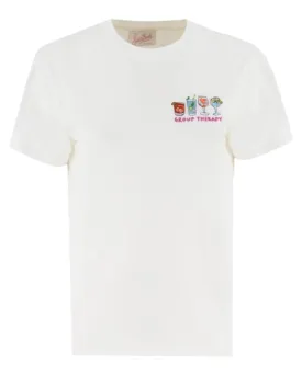 T-shirt  Emilie bianca ricamata "Group Therapy"