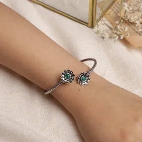 Teejh Chanralatha Silver Oxidised Floral Bracelet