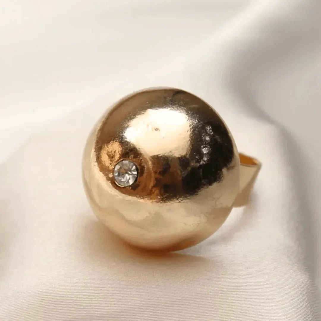 TFC Bold Bead 24K Gold Plated Adjustable Ring