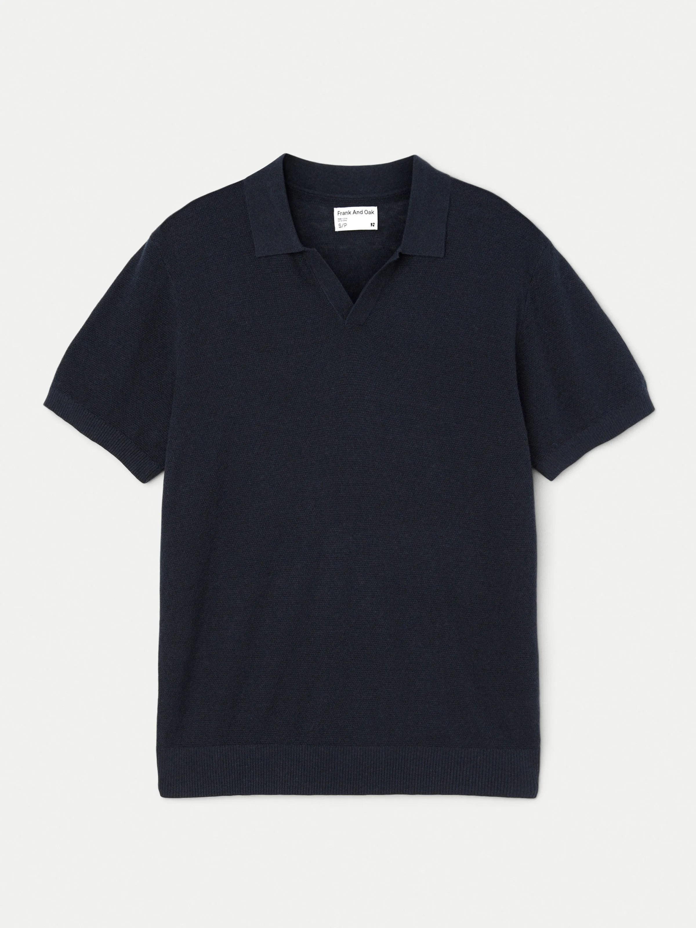 The Short Sleeve Linen Polo in Navy