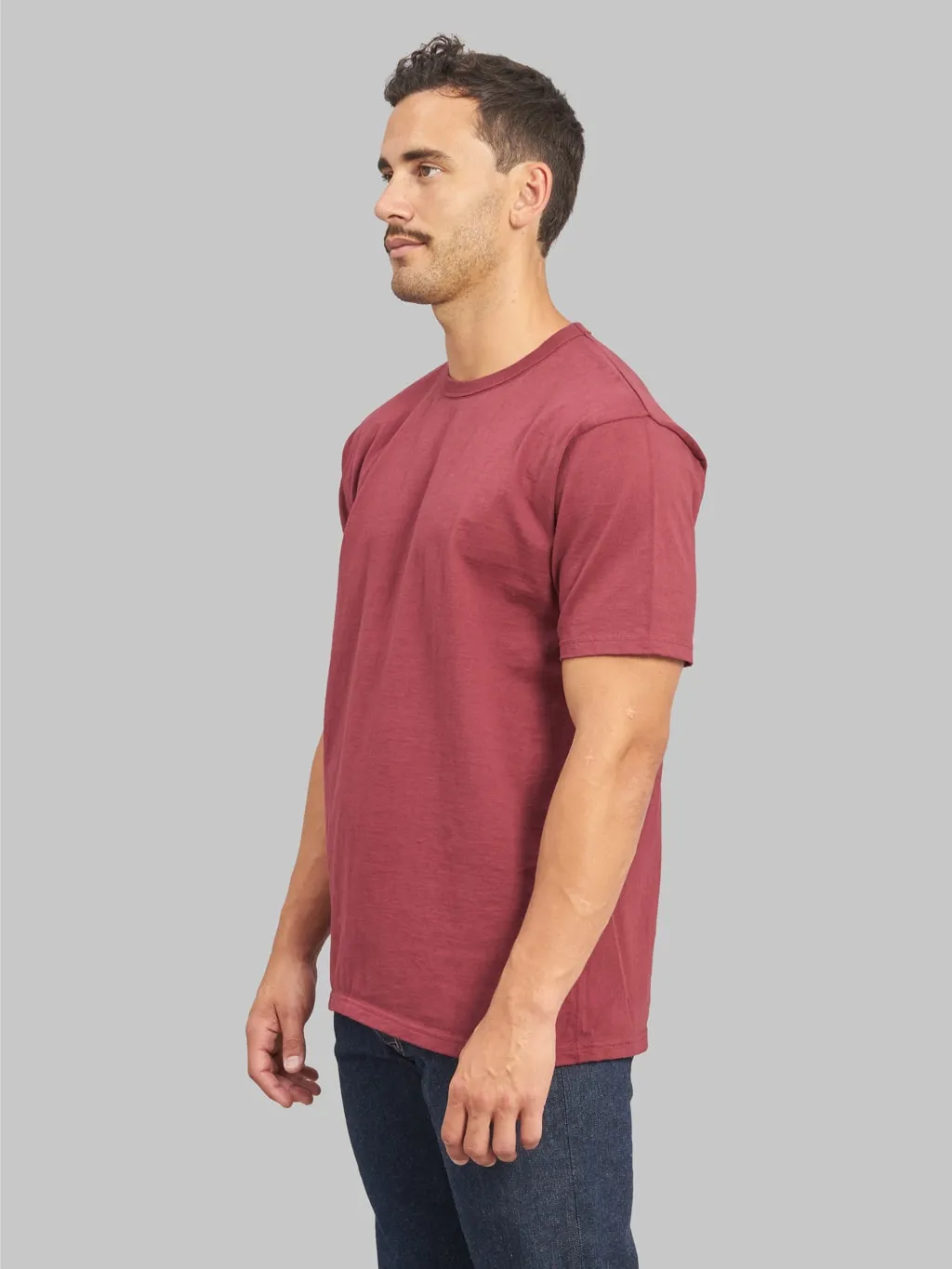 Premium Loopwheeled T-Shirt in Rich Burgundy - Strike Gold Collection