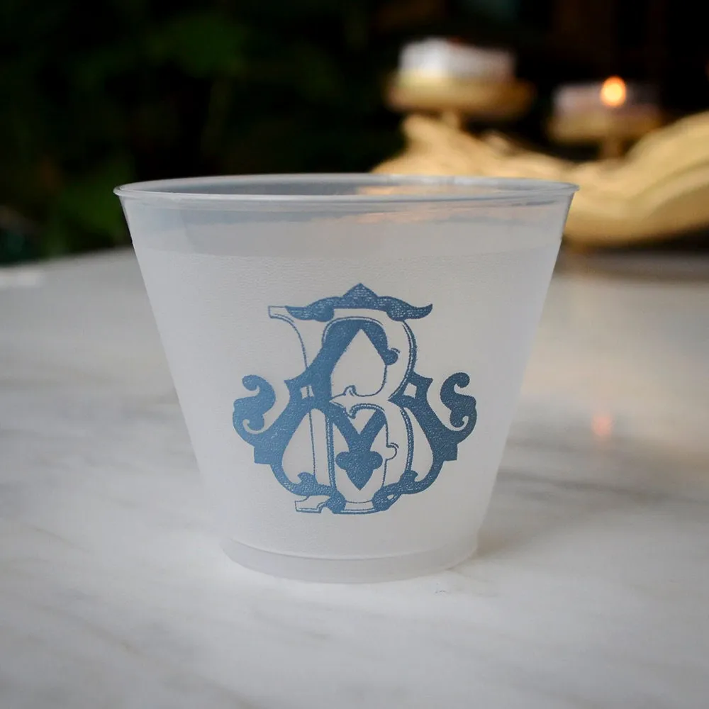 Traditional Couple's Monogram Shatterproof Cups, Personalized Wedding Cup, Custom Rehearsal Dinner, Customizable Engagement Party Plastic