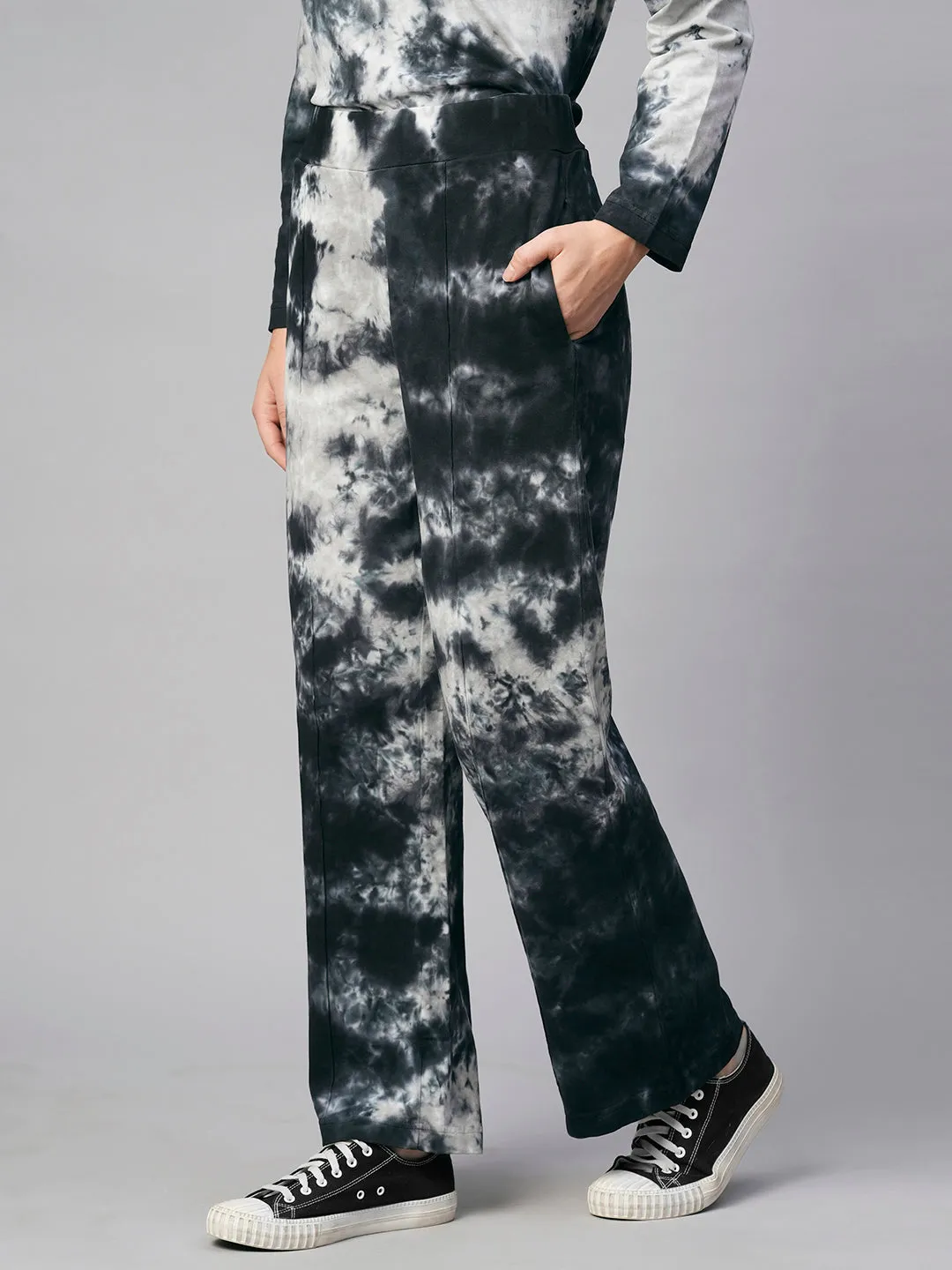 Women's Black Cotton Regular Fit Knit Pant