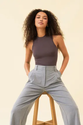 YANA TROUSER - LIGHT GREY PINSTRIPE